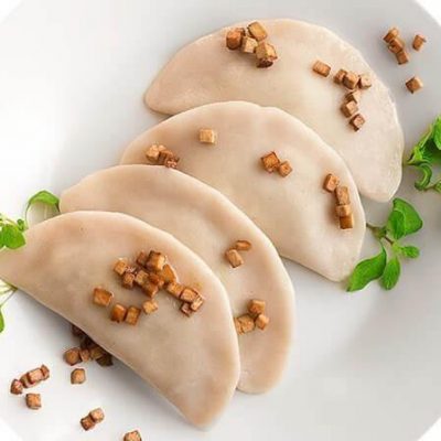 Atelier Smaku - vegan i gluten free sklep online poleca: Bezglutenowe i wegańskie pierogi nie - ruskie z tofu 400g (10 szt.), kategoria: Wszystko